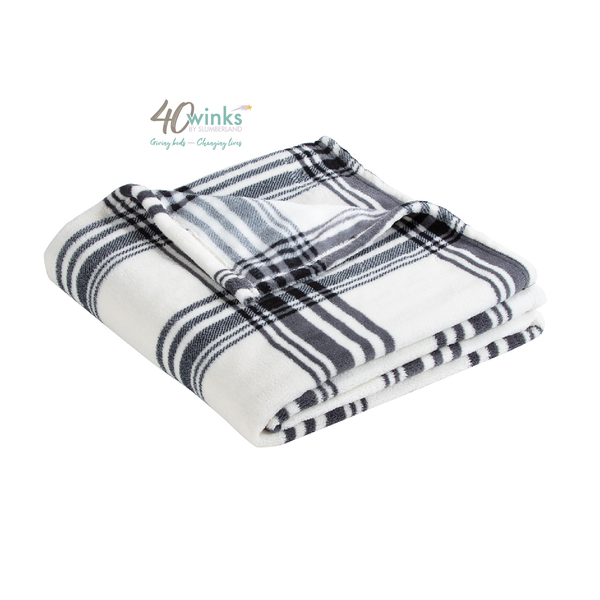 40 Winks - Ultra Plush Blanket Black/White Plaid (BP31)